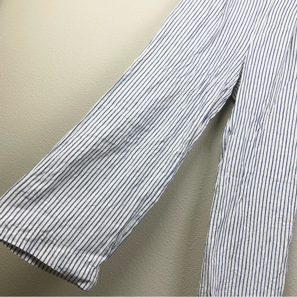 Madewell Women's 8 The Harlow Wide-Leg Pant in 100% Linen Bluestone Stripe White - Picture 6 of 16